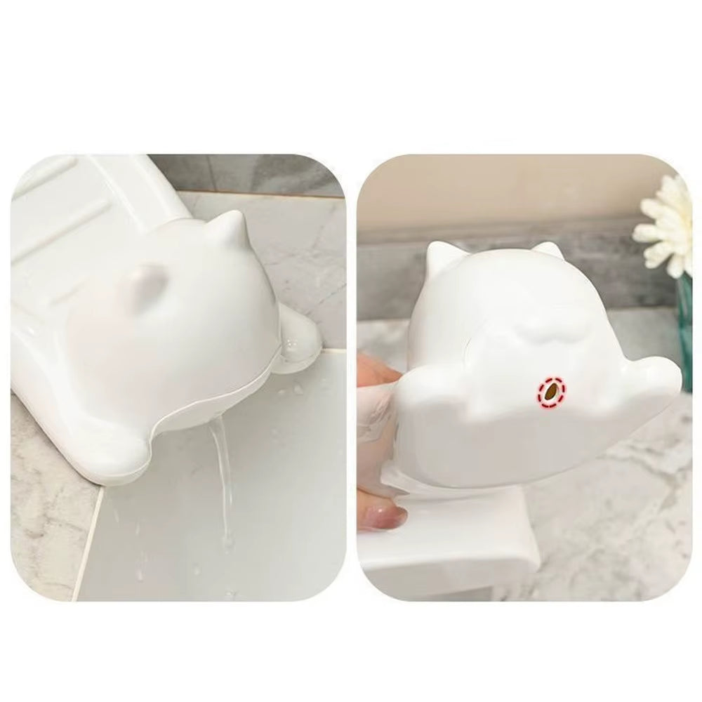 Cat Shape Bathroom Accessories Soap Box Cartoon Soap Dish Plastic Storage Holder Soap Container Storage Dish Household Bath
