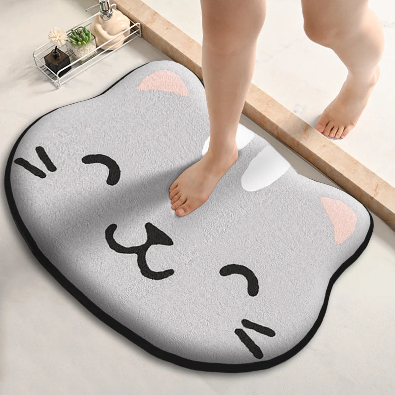 Thickened Special-Shaped Bathroom Absorbent Floor Mat Flannel Toilet Mat Shower Room Non-Slip and Dirt-Resistant Foot Mat