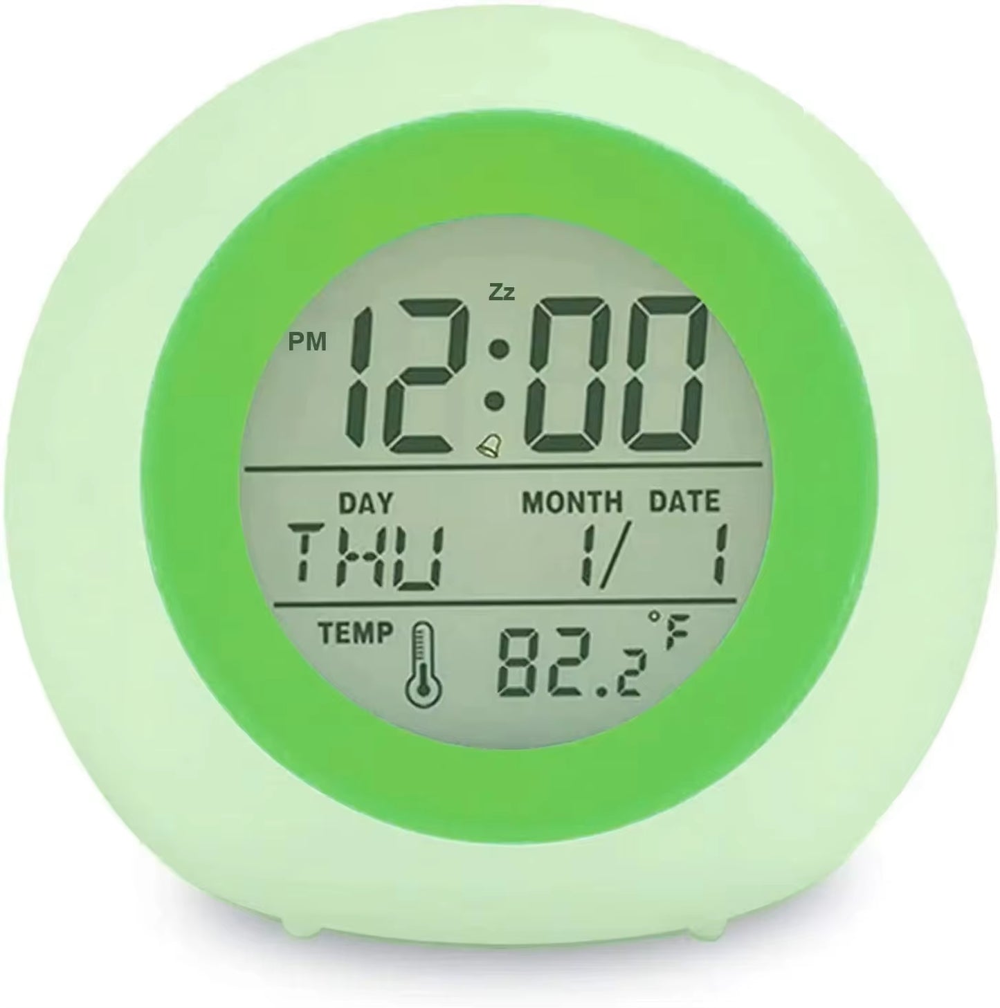 Kids Digital Alarm Clock 7 Color Night Light Snooze Temperature Detect Children Sleep Bedside Cute Wake up Timer Alarm Clock
