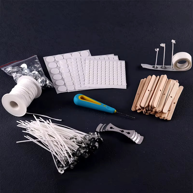 Smokeless Candle Wicks Pre-Waxed Cotton Core Wicks with Metal Sustainer Tabs DIY Handmade Candle Making Tools 