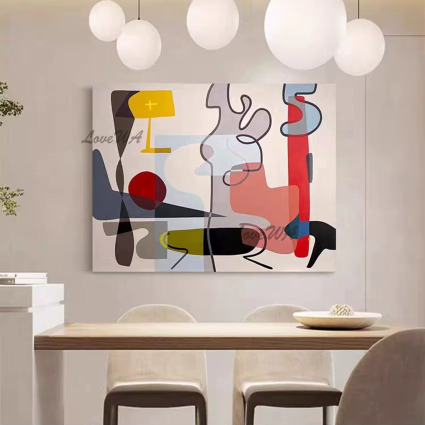 100% Handpainted Geometric Oil Painting Wall Art - Unframe