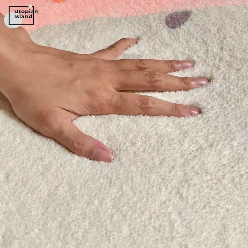 Rainbow Round Carpet Modern Fluffy Rug - Children Baby Bedroom Carpet Home Kids 