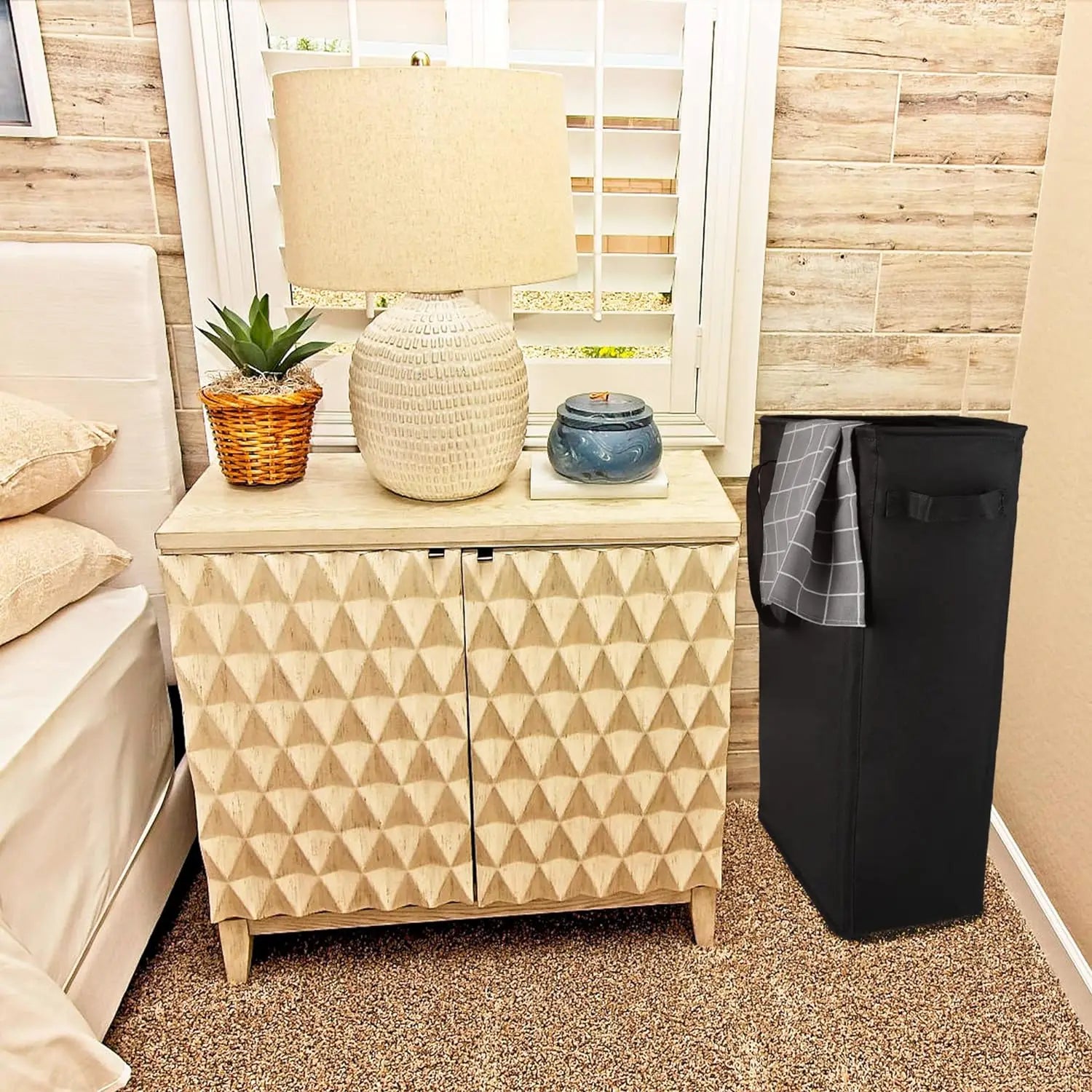 Laundry Basket, Dirty Clothes Basket with Handles, Foldable Laundry Basket for Clothes, Tall Laundry Basket for Laundry Room