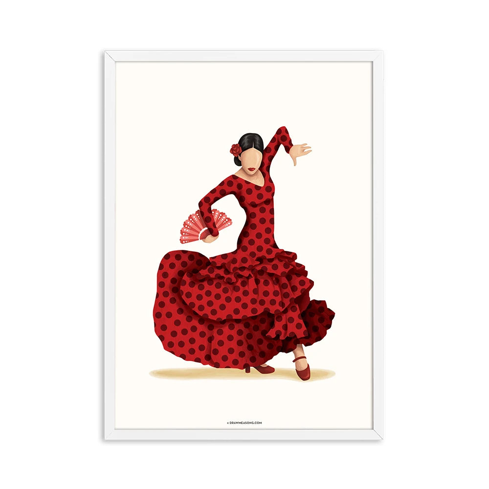 Red Dress Women Tango Wall Art Canvas 