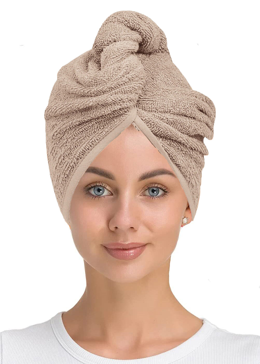 100% Cotton Hair Drying Towel Wrap after Shower Quick Dry Hair Turban Hat Cap UK