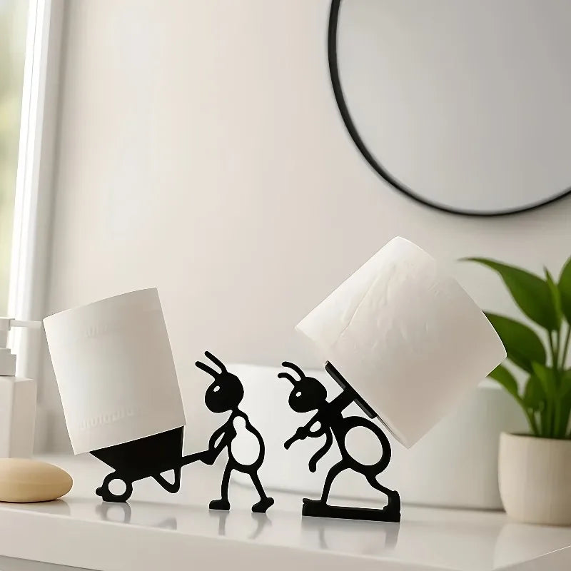1Pc Cute Funny Black Ant Shape Toilet Paper Holder Bath
