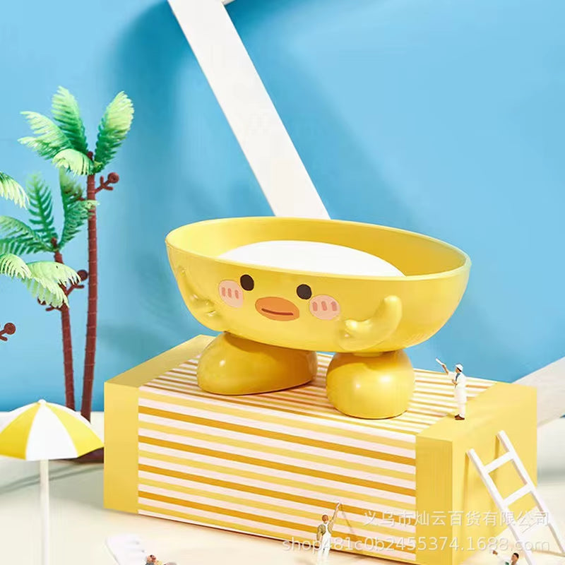 Soap Dish with Drain Duck Shape Soap Box Drain Soap Holder Bathroom Shower Drain Soap Dish Soap Storage Container Bath
