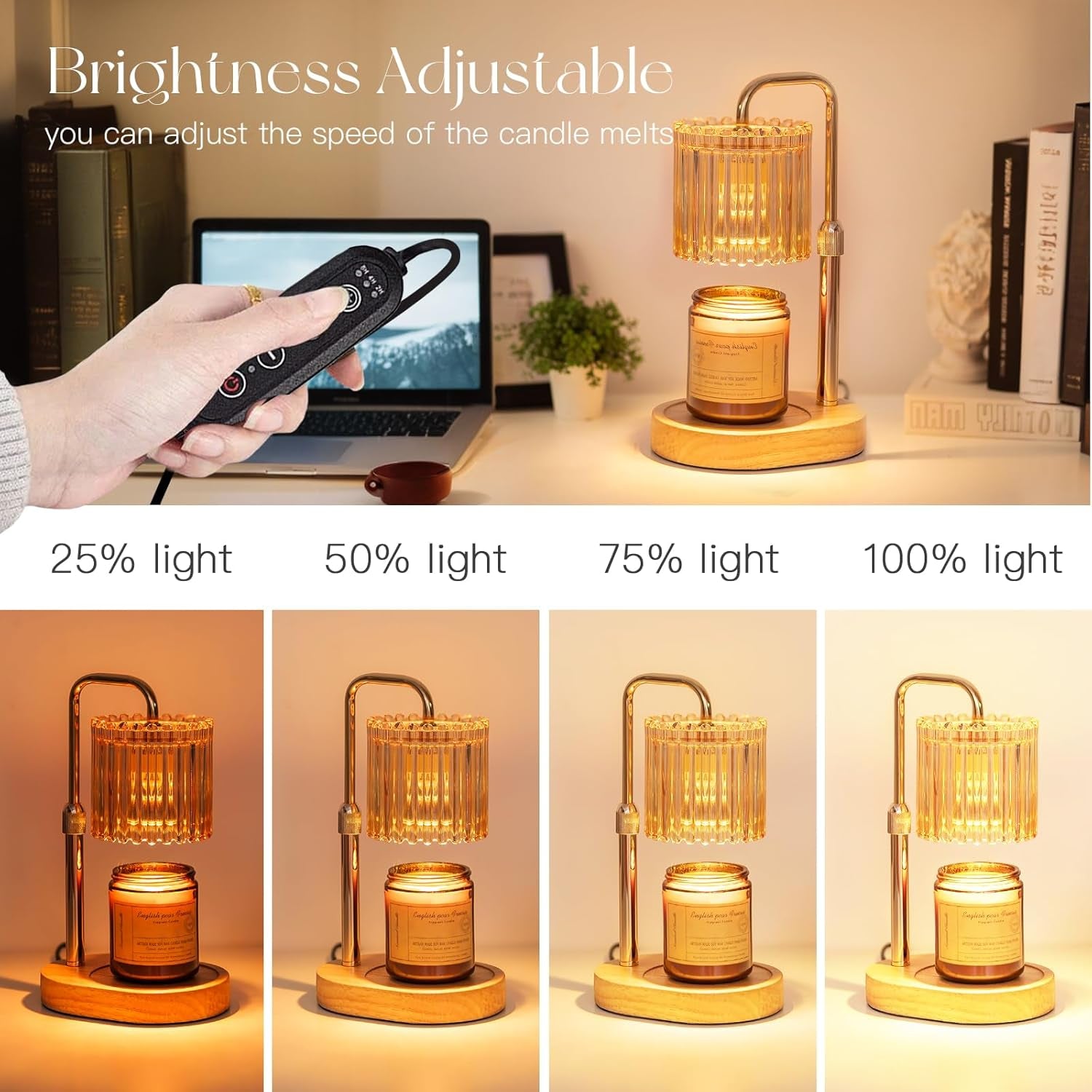 Aesthetic Adjustable Candle Warmer Lamp with Timer & Dimmer - Gold Edition