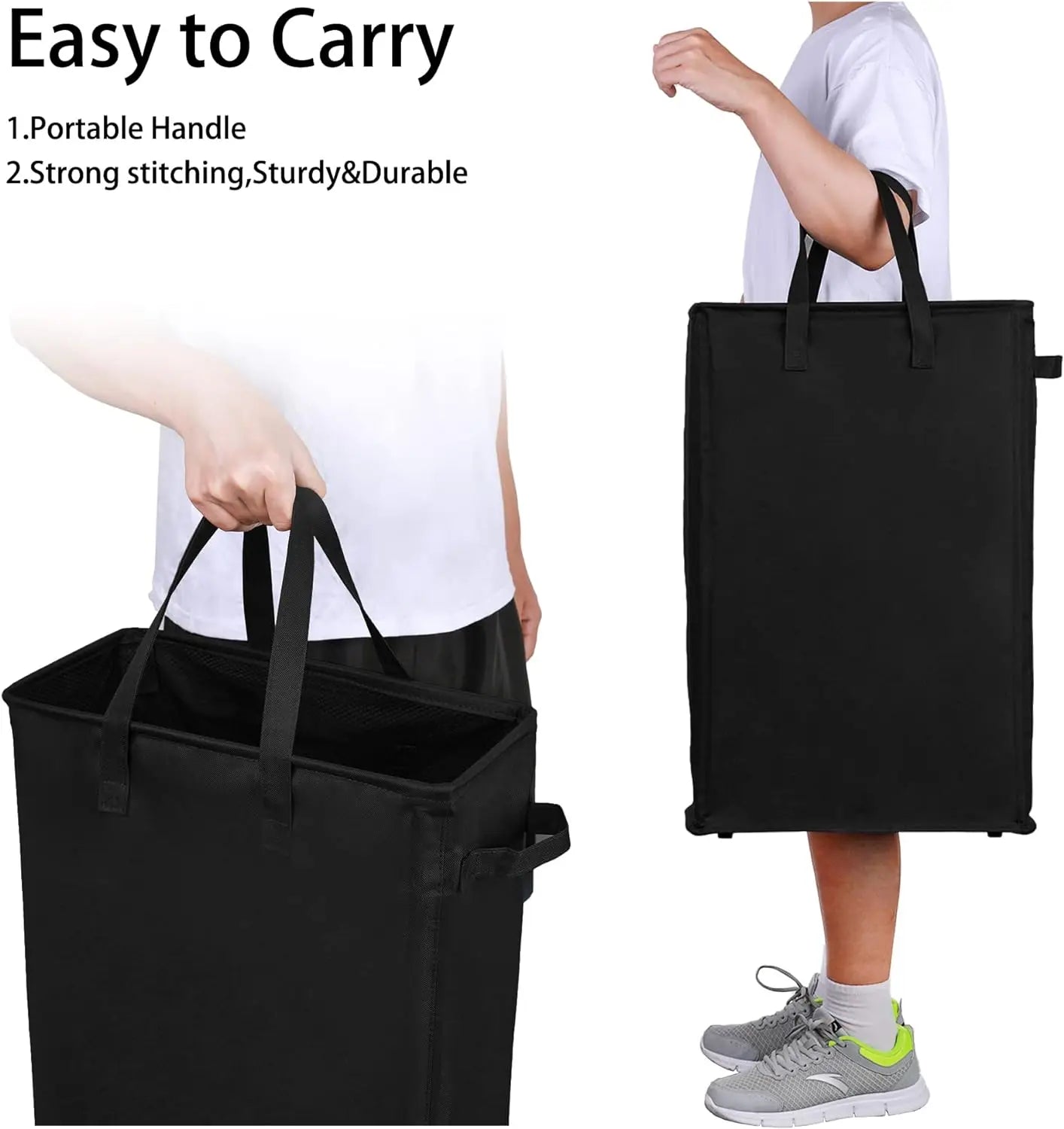 Laundry Basket, Dirty Clothes Basket with Handles, Foldable Laundry Basket for Clothes, Tall Laundry Basket for Laundry Room