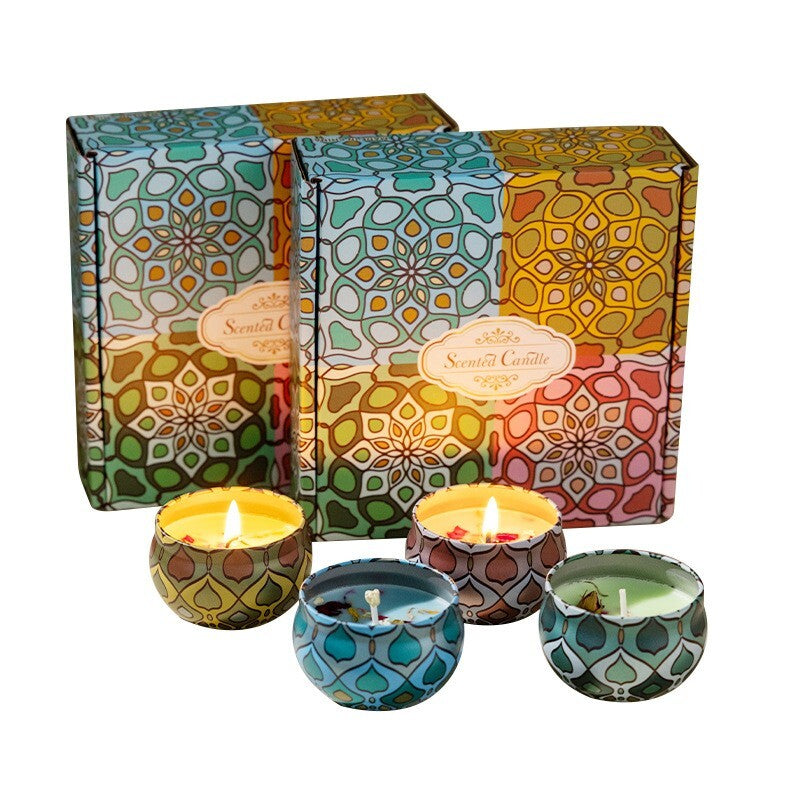 Scented Candles Gift Set 4 Pack, Ocean Mint, Rose, Lavender, Lime Citrus