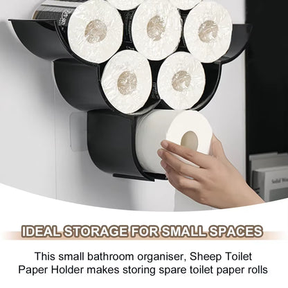 Sheep Toilet Paper Holder Rack Cute Toilet Paper Roll Holder 7 Rolls Funny Wall Mount Toilet Paper Storage for Bathrooms Kitchen