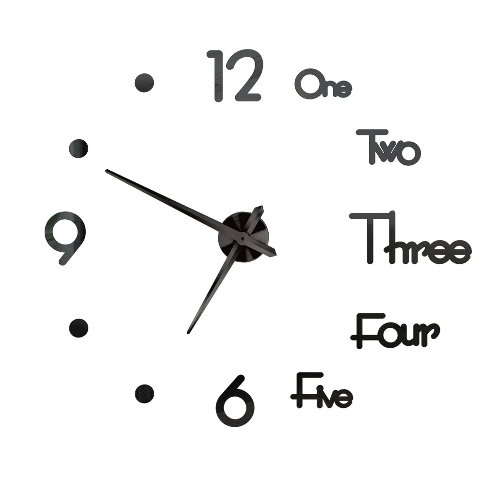 2D/3D Large Roman Numeral Acrylic Mirror Wall Quartz Clocks - Watch Home Decoration 