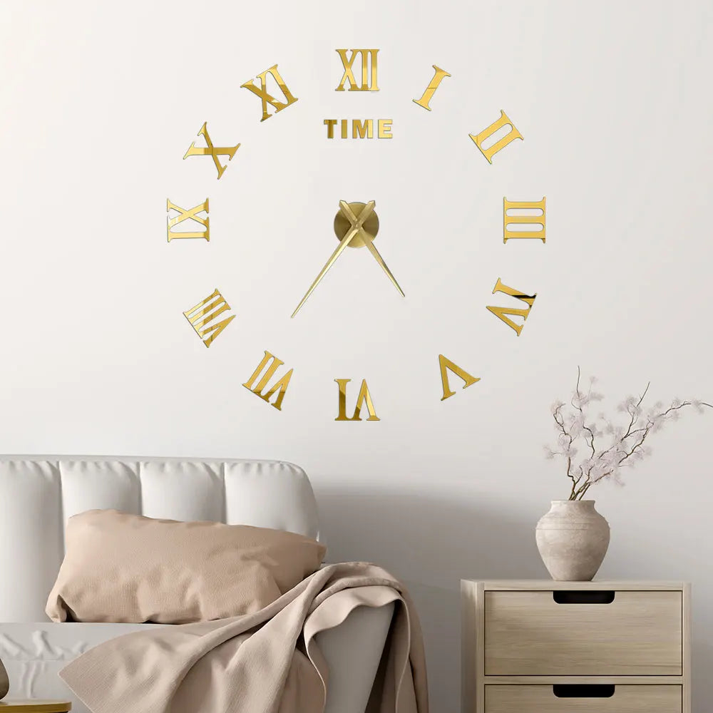 2D/3D Large Roman Numeral Acrylic Mirror Wall Quartz Clocks - Watch Home Decoration 