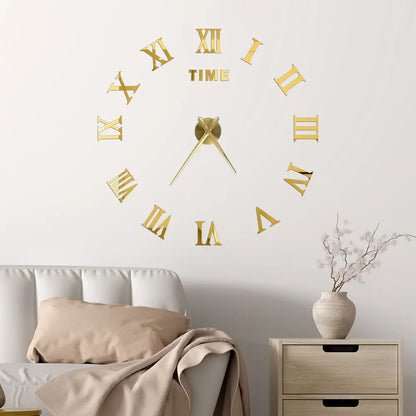 2D/3D Large Roman Numeral Acrylic Mirror Wall Quartz Clocks - Watch Home Decoration 