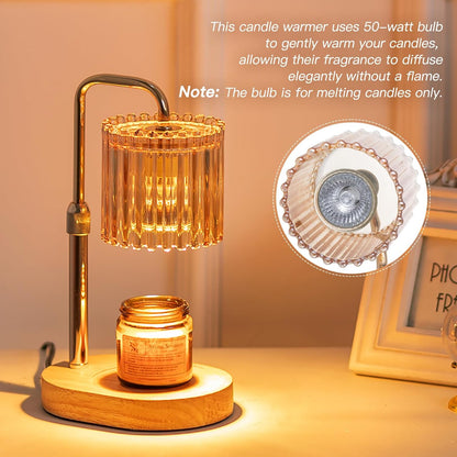 Aesthetic Adjustable Candle Warmer Lamp with Timer & Dimmer - Gold Edition