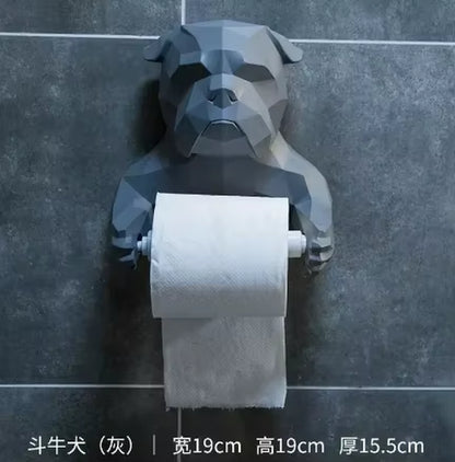 Cute Cat and Dog Tissue Holder Toilet Toilet Free Punch Bathroom Wall-Mounted Creative Toilet Roll Holder