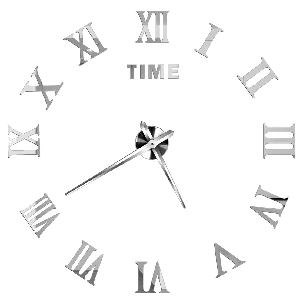 2D/3D Large Roman Numeral Acrylic Mirror Wall Quartz Clocks - Watch Home Decoration 