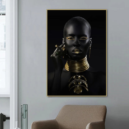 Black and Gold African Woman Poster Home Wall Home Decor