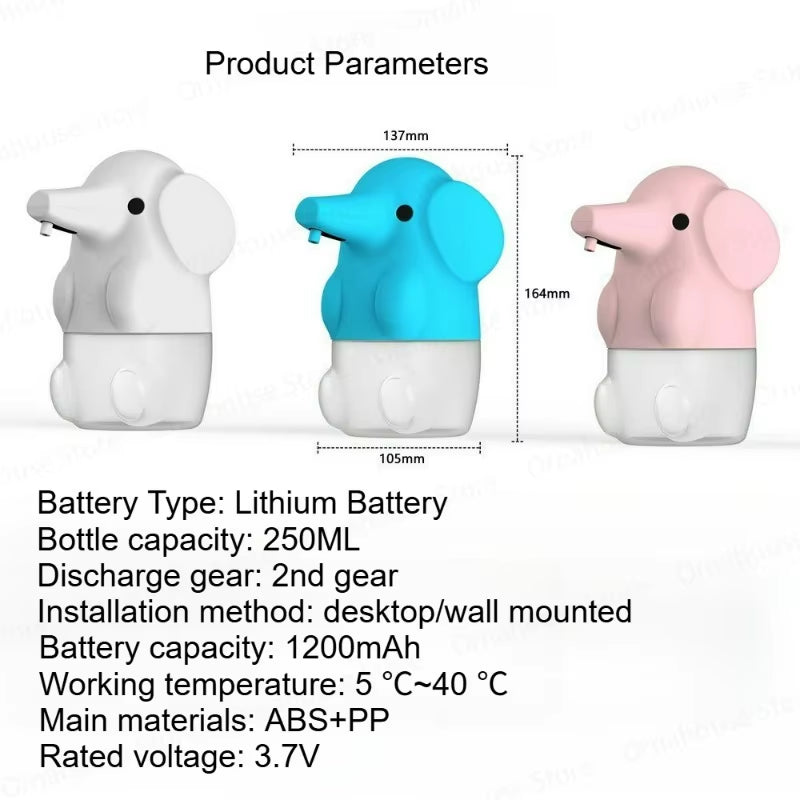 Automatic Foaming Cute Elephant Soap Dispenser Touchless Hand Soap Dispenser Rechargeable Dish Soap Dispenser for Bath
