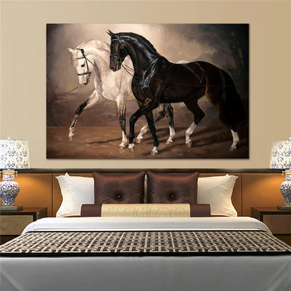 Black and White Horse Wall Art Canvas Prints Modern Animal Canvas Art Paintings on the Wall Canvas Pictures Posters Wall Decor