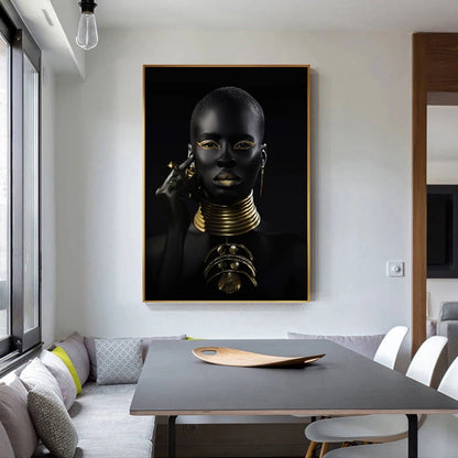 Black and Gold African Woman Poster Home Wall Home Decor