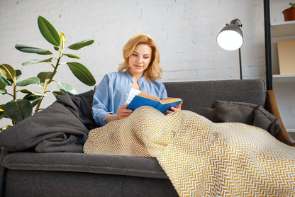 Throw Blanket for Sofas Couch Bed Runner Scandi Woven Soft Cotton Cherokee