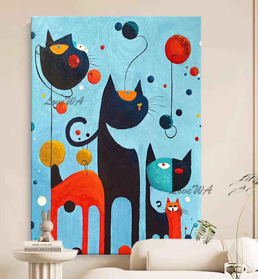 100% Handpainted Geometric Oil Painting Wall Art - Unframe