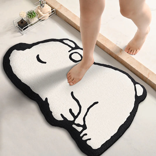 Thickened Special-Shaped Bathroom Absorbent Floor Mat Flannel Toilet Mat Shower Room Non-Slip and Dirt-Resistant Foot Mat