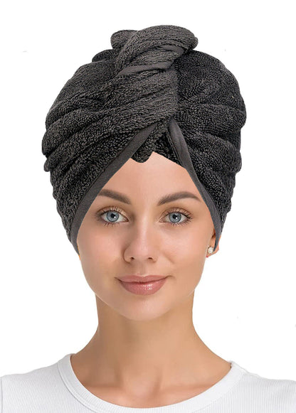 100% Cotton Hair Drying Towel Wrap after Shower Quick Dry Hair Turban Hat Cap UK