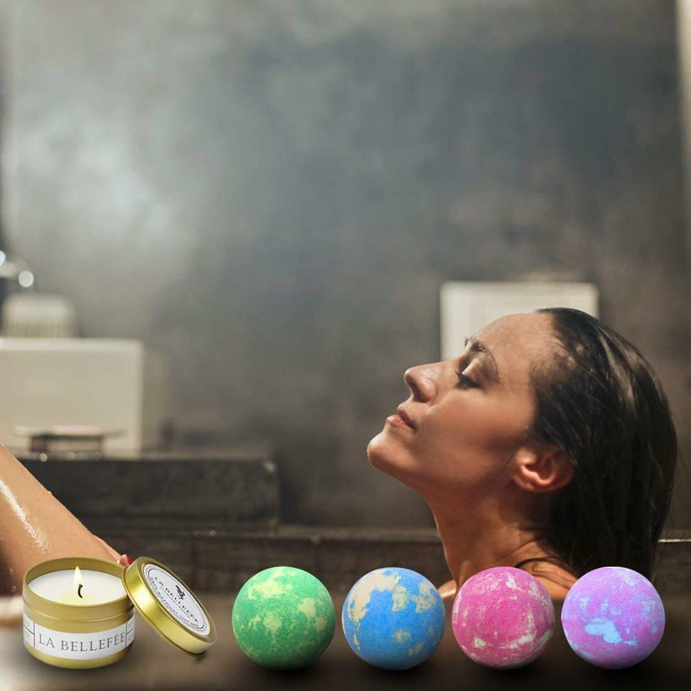 Vegan Organic Bath Bombs and Scented Candles Gift Set Perfect for Bubble & Spa
