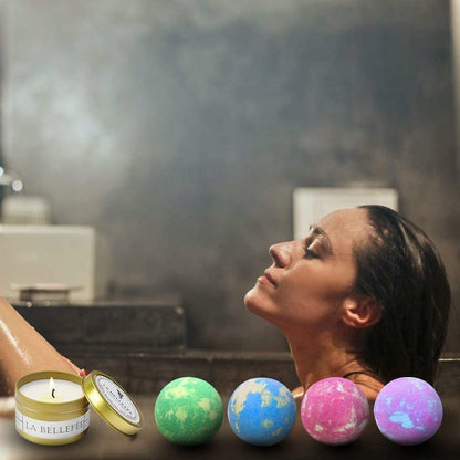Vegan Organic Bath Bombs and Scented Candles Gift Set Perfect for Bubble & Spa