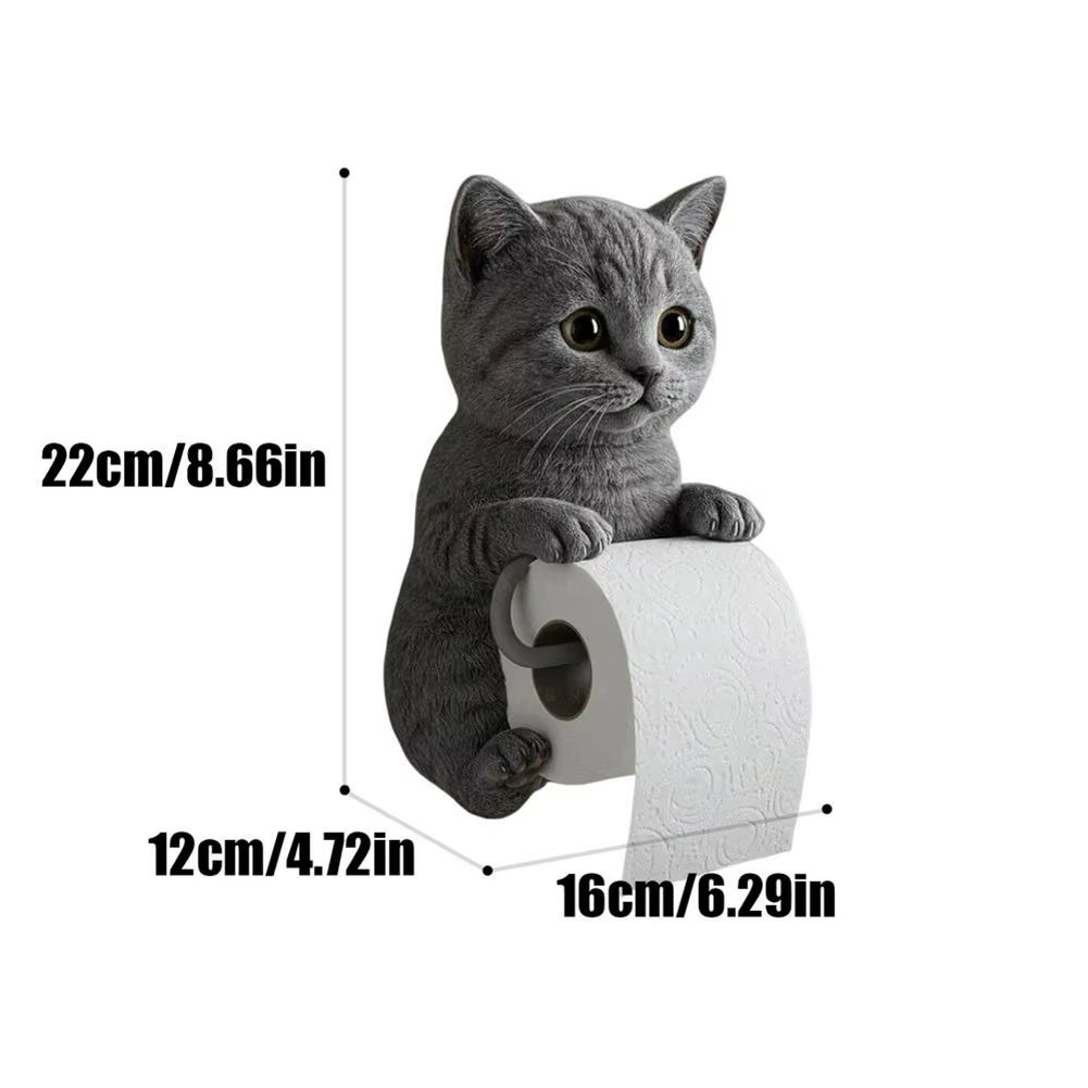 Wall Mount Toilet Paper Roll Holder Decorative Cat Shape Paper Stand Funny Animal Roll Storage Rack Kitchen and Bath
