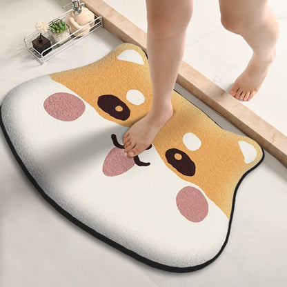 Thickened Special-Shaped Bathroom Absorbent Floor Mat Flannel Toilet Mat Shower Room Non-Slip and Dirt-Resistant Foot Mat