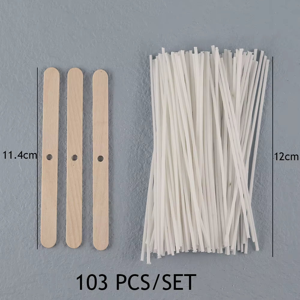 Smokeless Candle Wicks Pre-Waxed Cotton Core Wicks with Metal Sustainer Tabs DIY Handmade Candle Making Tools 