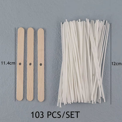 Smokeless Candle Wicks Pre-Waxed Cotton Core Wicks with Metal Sustainer Tabs DIY Handmade Candle Making Tools 