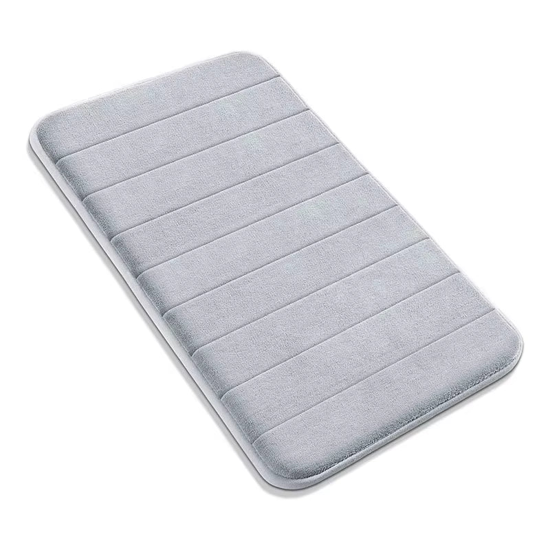 Memory Foam Striped Solid Color Floor Mat Bathroom Non-Slip Absorbent Mat Bathroom Toilet Foot Mat