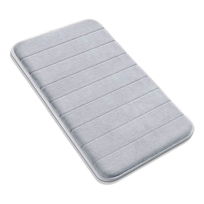 Memory Foam Striped Solid Color Floor Mat Bathroom Non-Slip Absorbent Mat Bathroom Toilet Foot Mat