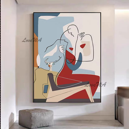 100% Handpainted Geometric Oil Painting Wall Art - Unframe