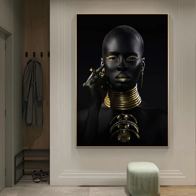 Black and Gold African Woman Poster Home Wall Home Decor