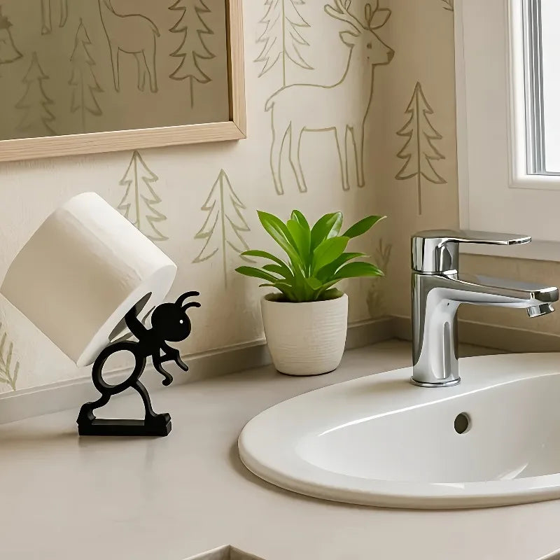 1Pc Cute Funny Black Ant Shape Toilet Paper Holder Bath
