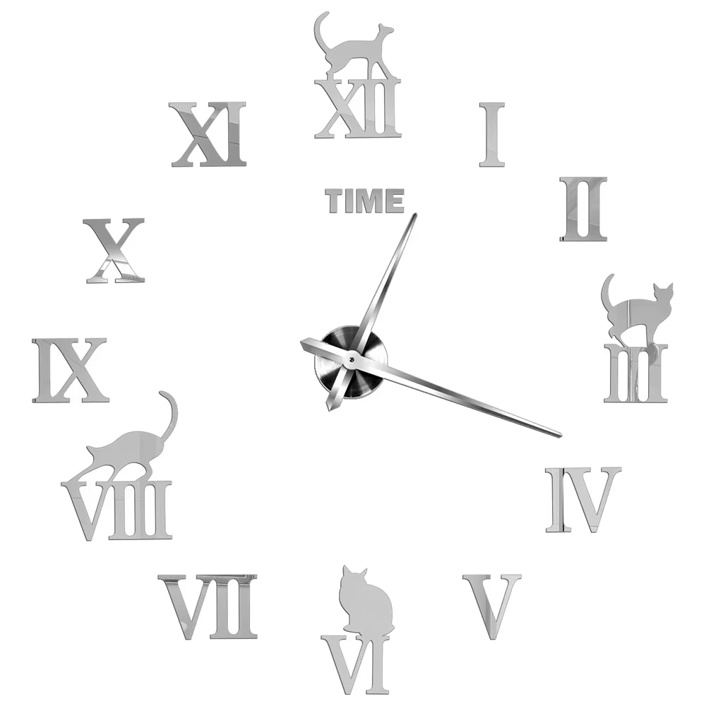 2D/3D Large Roman Numeral Acrylic Mirror Wall Quartz Clocks - Watch Home Decoration 