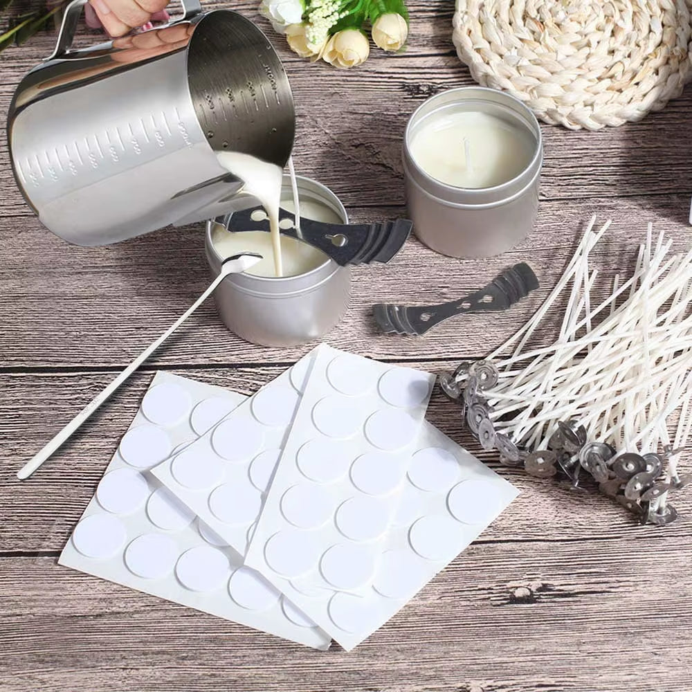 Smokeless Candle Wicks Pre-Waxed Cotton Core Wicks with Metal Sustainer Tabs DIY Handmade Candle Making Tools 