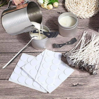 Smokeless Candle Wicks Pre-Waxed Cotton Core Wicks with Metal Sustainer Tabs DIY Handmade Candle Making Tools 