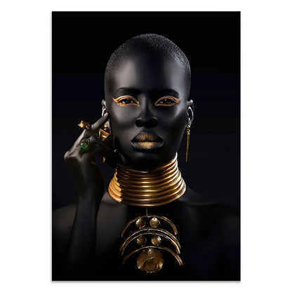 Black and Gold African Woman Poster Home Wall Home Decor