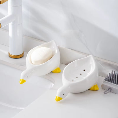 1PC Yellow Duck Shape Soap Box Cartoon Soap Dish Drainable Soap Holder Soap Container Soap Dish for Tray Bathroom Accessories