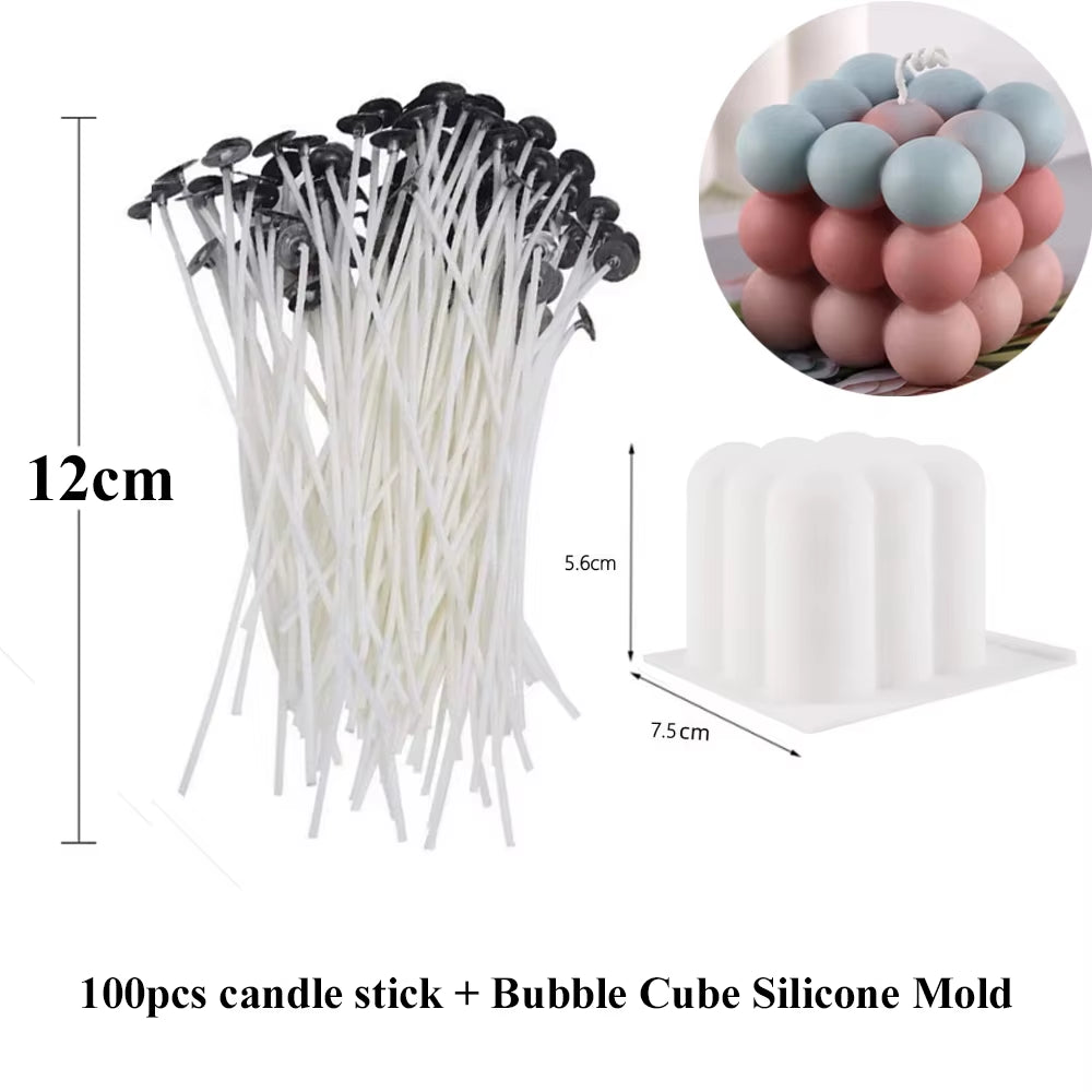 Smokeless Candle Wicks Pre-Waxed Cotton Core Wicks with Metal Sustainer Tabs DIY Handmade Candle Making Tools 