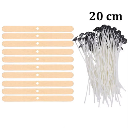 Smokeless Candle Wicks Pre-Waxed Cotton Core Wicks with Metal Sustainer Tabs DIY Handmade Candle Making Tools 