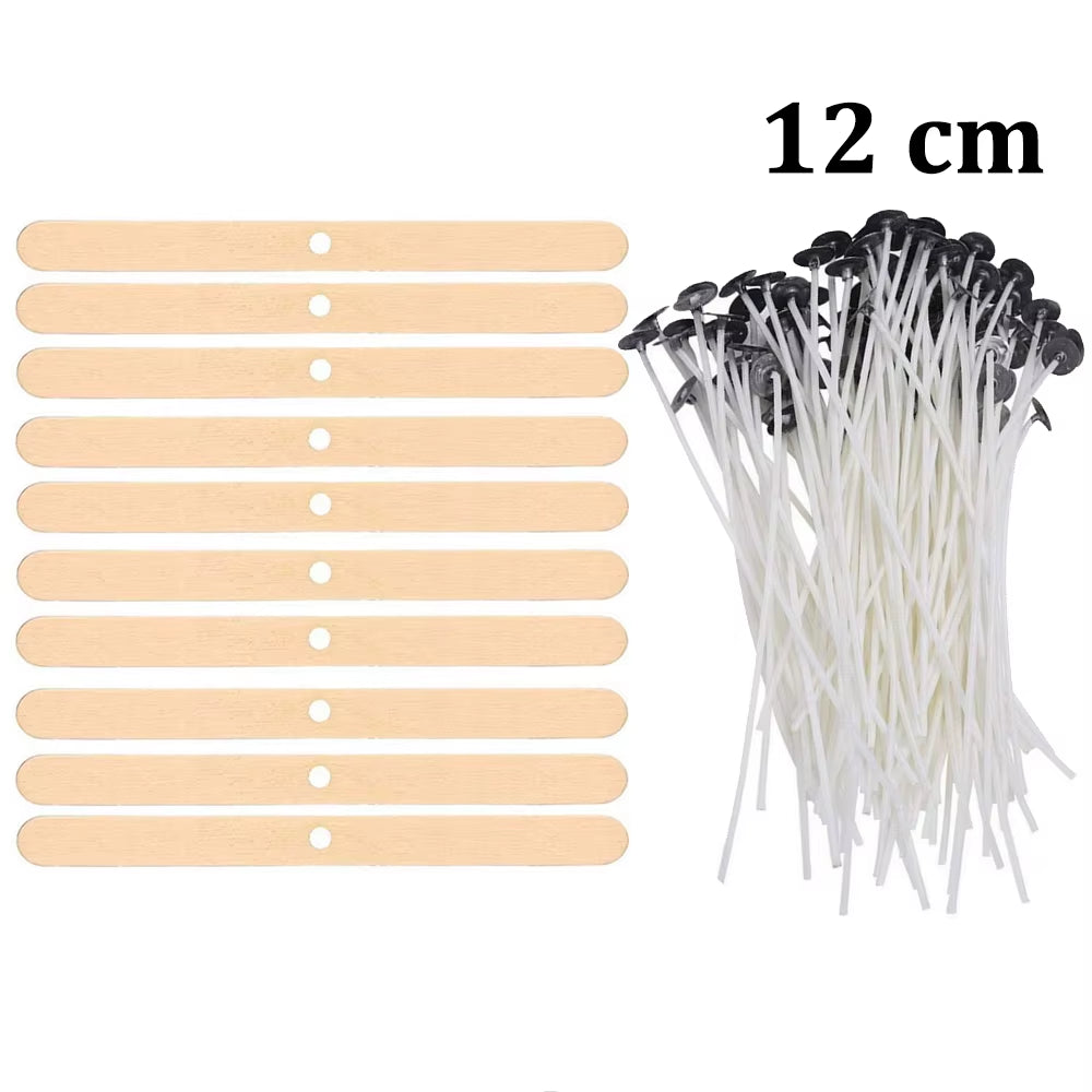 Smokeless Candle Wicks Pre-Waxed Cotton Core Wicks with Metal Sustainer Tabs DIY Handmade Candle Making Tools 