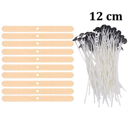 Smokeless Candle Wicks Pre-Waxed Cotton Core Wicks with Metal Sustainer Tabs DIY Handmade Candle Making Tools 