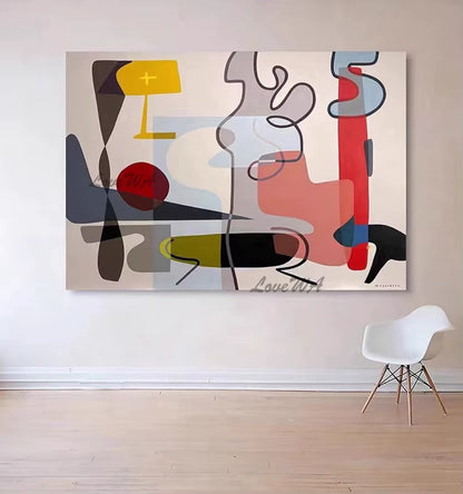 100% Handpainted Geometric Oil Painting Wall Art - Unframe